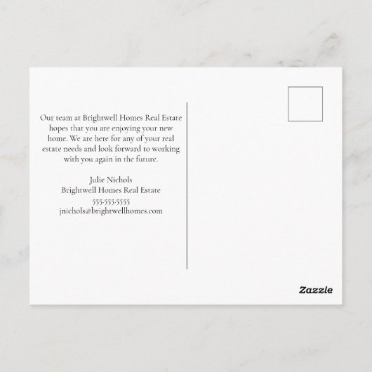 ハッピー ホーム アニバーサリー 冬の家 樹木に雪 ポストカード (裏面)