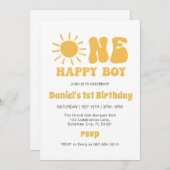 ハッピー・ボーイ、サンシャイン1stバースデー 招待状 (正面/裏面)