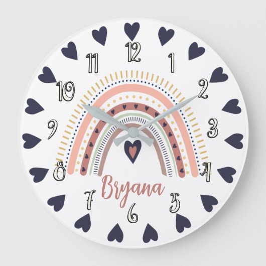 ハッピー ボーホー レインボー モダン ミニマル トレンディー シック ラージ壁時計 (正面)