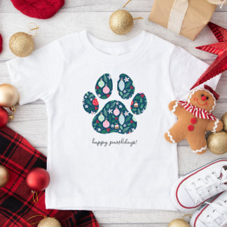 ハッピー・ポリデイズ クリスマス 犬の足あと キッズTシャツ Tシャツ