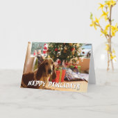 ハッピー·ポーリデイズ·ドッグ·クリスマス-あなたの犬の写真を追加 カード (黄色い花)