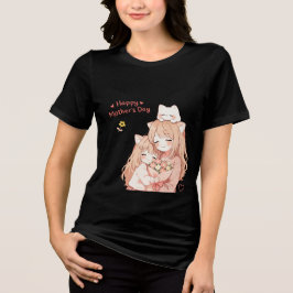 ハッピー・マザーズデー - かわいい猫と花のTシャツ トライブレンドTシャツ