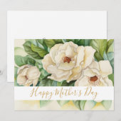 ハッピー·マザーズ·デイ·フローラ·マグノリア·金ゴールド·スクリプト シーズンカード (正面/裏面)