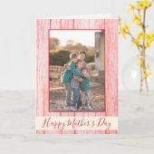 ハッピー·マザーズ·デイ·レッド·ウッ素朴ド·フォト カード (黄色い花)