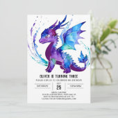 ハッピー・マジェスティック・ドラゴン・デジタル・ボーイ誕生日 招待状 (スタンド正面)