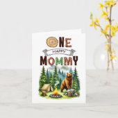 ハッピー・マミー・キャンパー　ファーストバースデー　キャンピングベア カード (黄色い花)