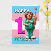 ハッピー マンアニバーサリー - ファースト アニバーサリー オン T カード (黄色い花)