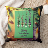 ハッピー マーディ グラース ユーオール 引用 フェザー ビーズ ゴールデン クッション (ブランケット)