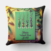 ハッピー マーディ グラース ユーオール 引用 フェザー ビーズ ゴールデン クッション (裏面)