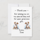 ハッピー ミニマリスト ピットブル ピット・ブル・テリア 犬 サンキューカード (裏面)