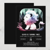 ハッピー ミニマリスト ライオン 誕生日 招待状 (正面/裏面)