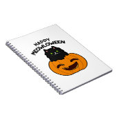 ハッピー・ミャウウィーン かわいいハロウィンの猫の駒 ノートブック (右側)