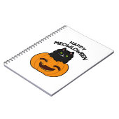 ハッピー・ミャウウィーン かわいいハロウィンの猫の駒 ノートブック (左側)