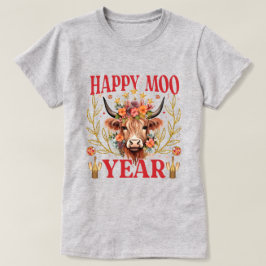 ハッピー ムー イヤー |ハイランド・カウ| ニューイヤー Tシャツ