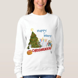 ハッピー&メリー クリスマハヌカ インターフェイス ホリデー アート スウェットシャツ