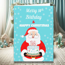 ハッピー メリー 14歳の誕生日 クリスマス サンタ カード