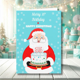 ハッピー メリー 35歳の誕生日 クリスマス サンタ カード