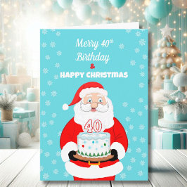 ハッピー メリー 40歳の誕生日 クリスマス サンタクロース カード