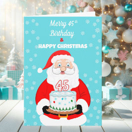 ハッピー メリー 45歳の誕生日 クリスマス サンタクロース カード