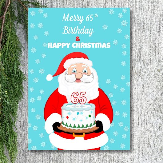 ハッピー メリー 65歳の誕生日 クリスマス サンタ カード