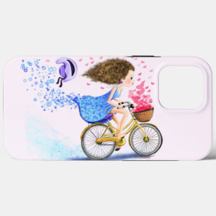 ハッピー・ヤング・ガール・オン・ア・バイクロマンティック・ラブ iPhone 13 PRO MAXケース