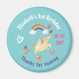 ハッピー·ユニコーン·ウィズ·レインボー·クラウドズ·感謝してい誕生日 マグネット