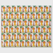 ハッピー ライオン 水彩画アート ラッピングペーパー (フラット)