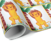 ハッピー ライオン 水彩画アート ラッピングペーパー (ロールコーナー)