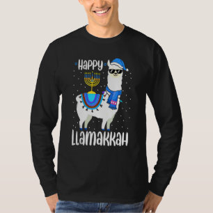 ハッピー・ラマカ Happy Llamakkah カワイイ ユダヤ系 ラマ サングラス ハヌカ Tシャツ