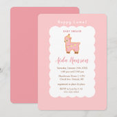 ハッピー ラマ ブリス: リトル プリンセスのためのベビーシャワー 招待状 (正面/裏面)