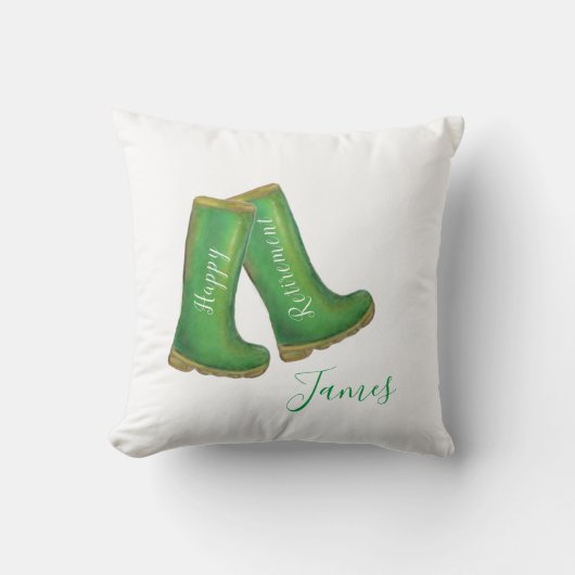 ハッピー·リタイアメント·グリーン·ガーデニング·ウェルブーツ クッション (正面)