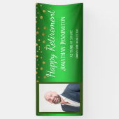 ハッピー·リタイアメント·グリーン·金ゴールド·紙吹雪1枚写真 横断幕 (縦)