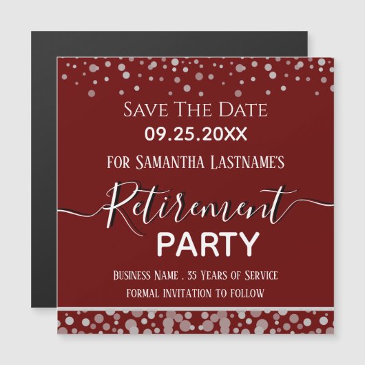 ハッピー・リタイアメント・シルバー・紙吹雪・セーブ・ザ・デート (正面/裏面)