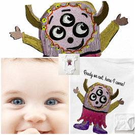 ハッピー・リトル・モンスターTシャツをパーソナライズ ベビーボディスーツ