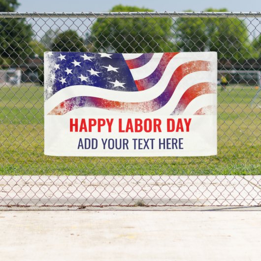 ハッピー・レイバー・デイ・アメリカパーソナライズされた国旗 横断幕 (インサイチュ)