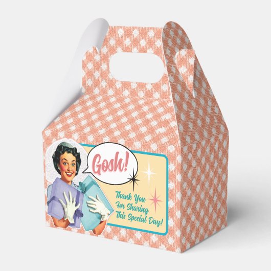 ハッピー・レトロ・ブライド　ウェディング・シャワー・ギフトボックス フェイバーボックス (正面サイド)