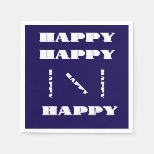 ハッピー ロゴ ダークブルー スタンダードカクテルナプキン (正面)