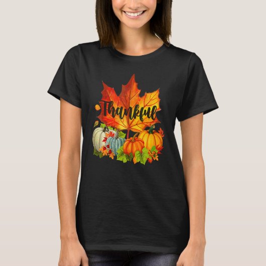 ハッピー+感謝祭+秋+紅葉+T Tシャツ (正面)