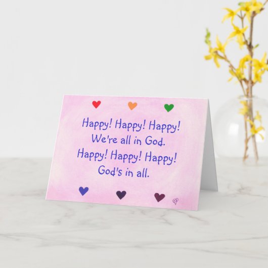 ハッピー!私たちは神の中にいる、グリーティングカード カード (黄色い花)