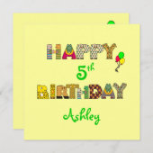 ハッピー___誕生日-名前をカスタムする/日付パーティー 招待状 (正面/裏面)