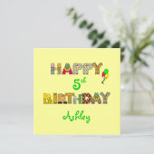 ハッピー___誕生日-名前をカスタムする/日付パーティー 招待状 (スタンド正面)