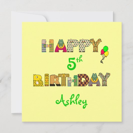 ハッピー___誕生日-名前をカスタムする/日付パーティー 招待状 (正面)