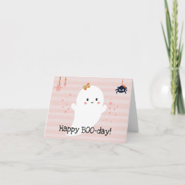 ハッピー BOOデー かわいい ゴースト ピンク ハロウィン カード