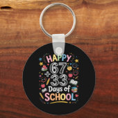 ハッピー 67+33 学校生活の日 数学 100日目の賢い F キーホルダー (正面)
