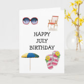 ハッピー***7月***誕生日 カード (黄色い花)