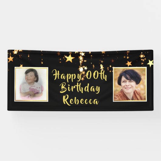 ハッピーANY誕生日 |星 |その後と今の写真 横断幕 (横)