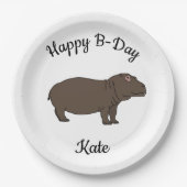 ハッピーBデイヒポタムスアフリカ動物 ペーパープレート (正面)