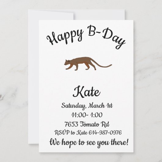 ハッピーBデイフォッサマダガスカル動物 招待状 (正面)