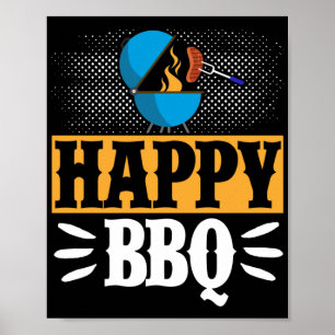 ハッピーBBQスモーカー、バーベキュー肉焼きをグリル ポスター