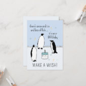 ハッピーBRRthdayペンギンお誕生日ケーキが願いを叶える カード (正面/裏面インサイチュ)